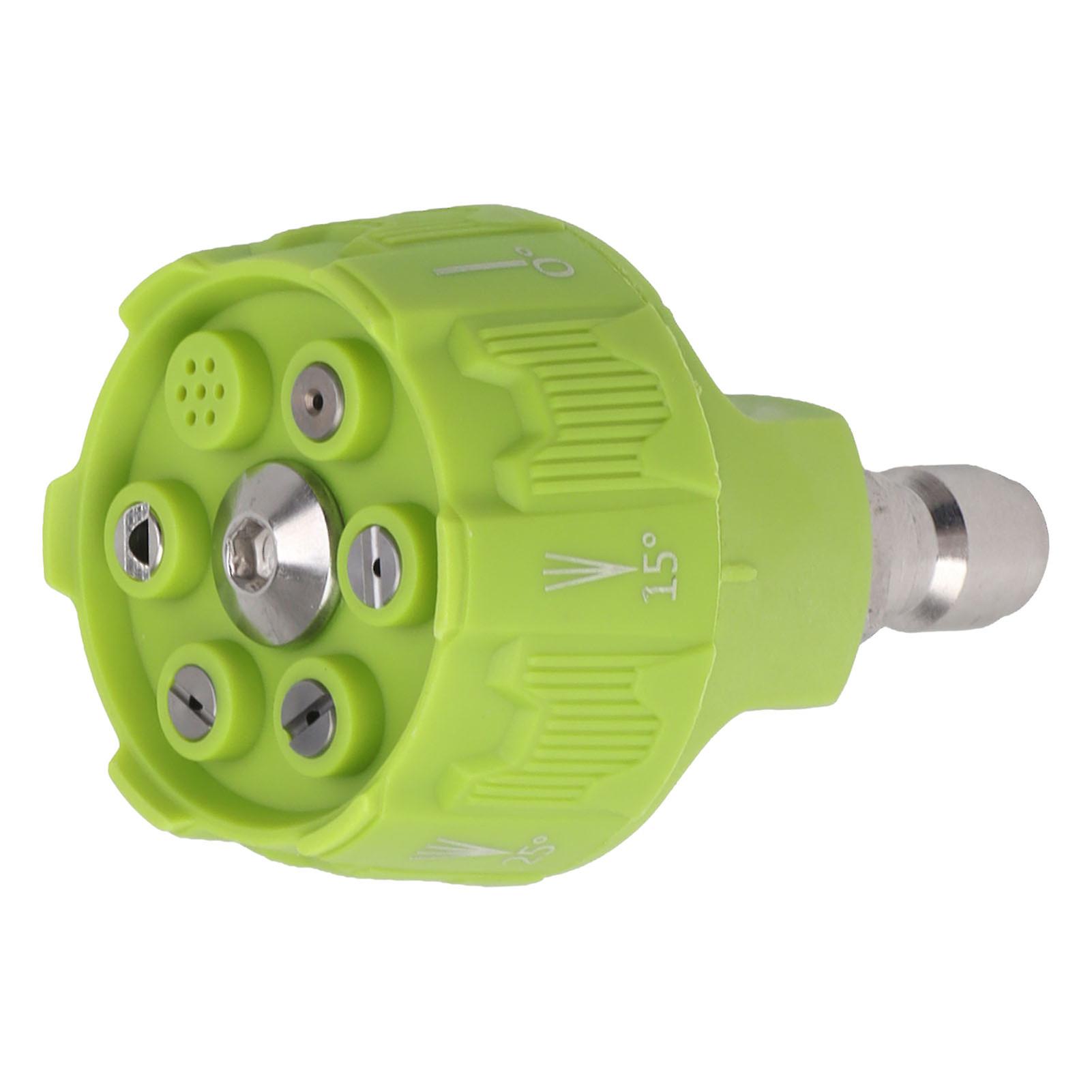 Pressure Washer Spray Nozzle 6 in 1 Multifunctional Adjustable Nozzle 1/4 Plug Interface Connect Tip Green 