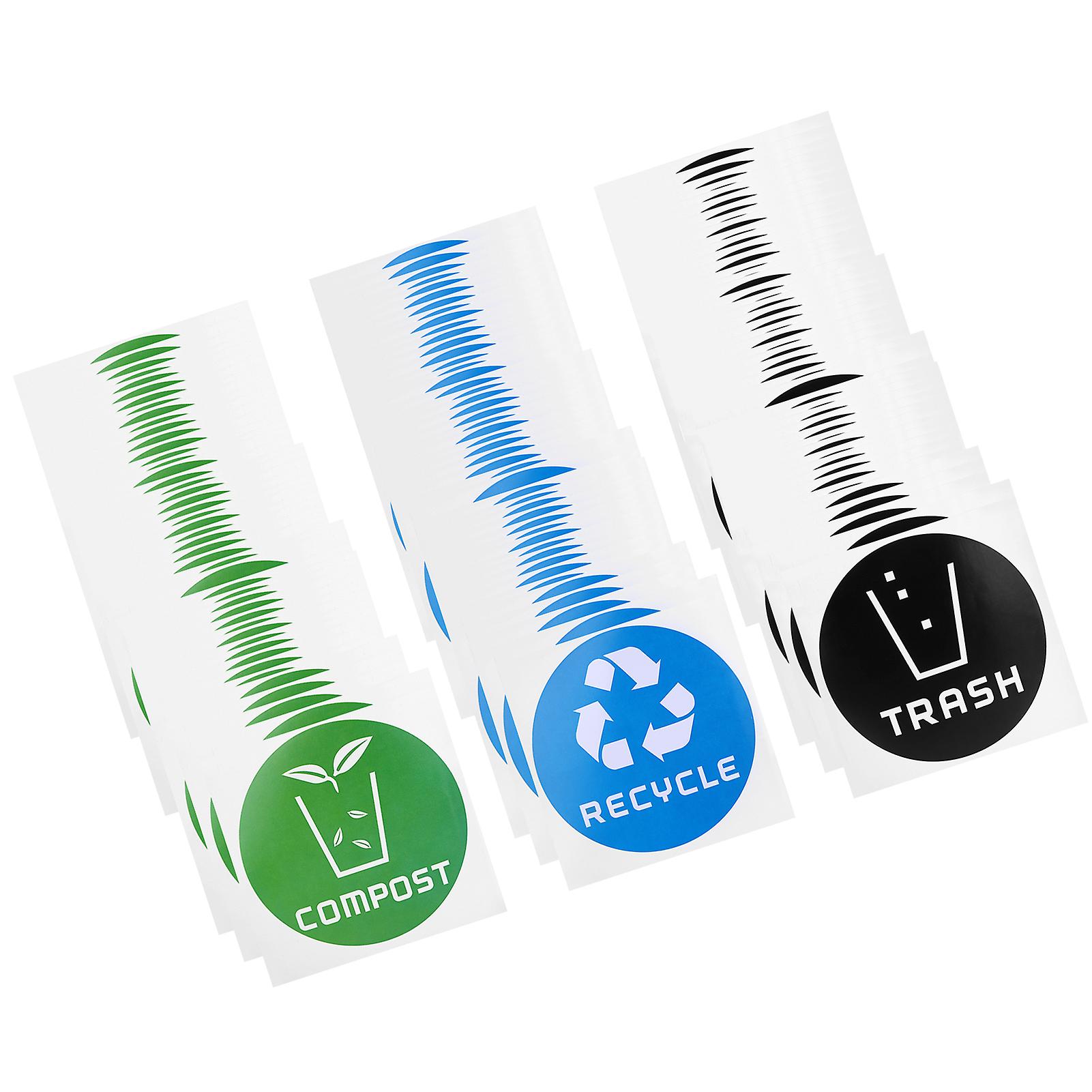 Trash Label 60Pcs/Set Round Recycle Trash Compost Sticker Decal for Trash Cans Garbage Containers Recycle Bins