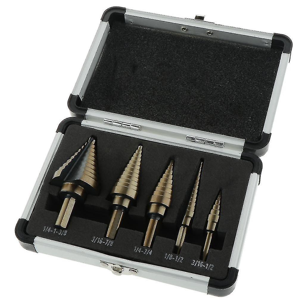 5pcs Titanium Step Drill Bit Set High Speed Steel Drill Bits For Faster And Smoother Sheet Metal Cutting