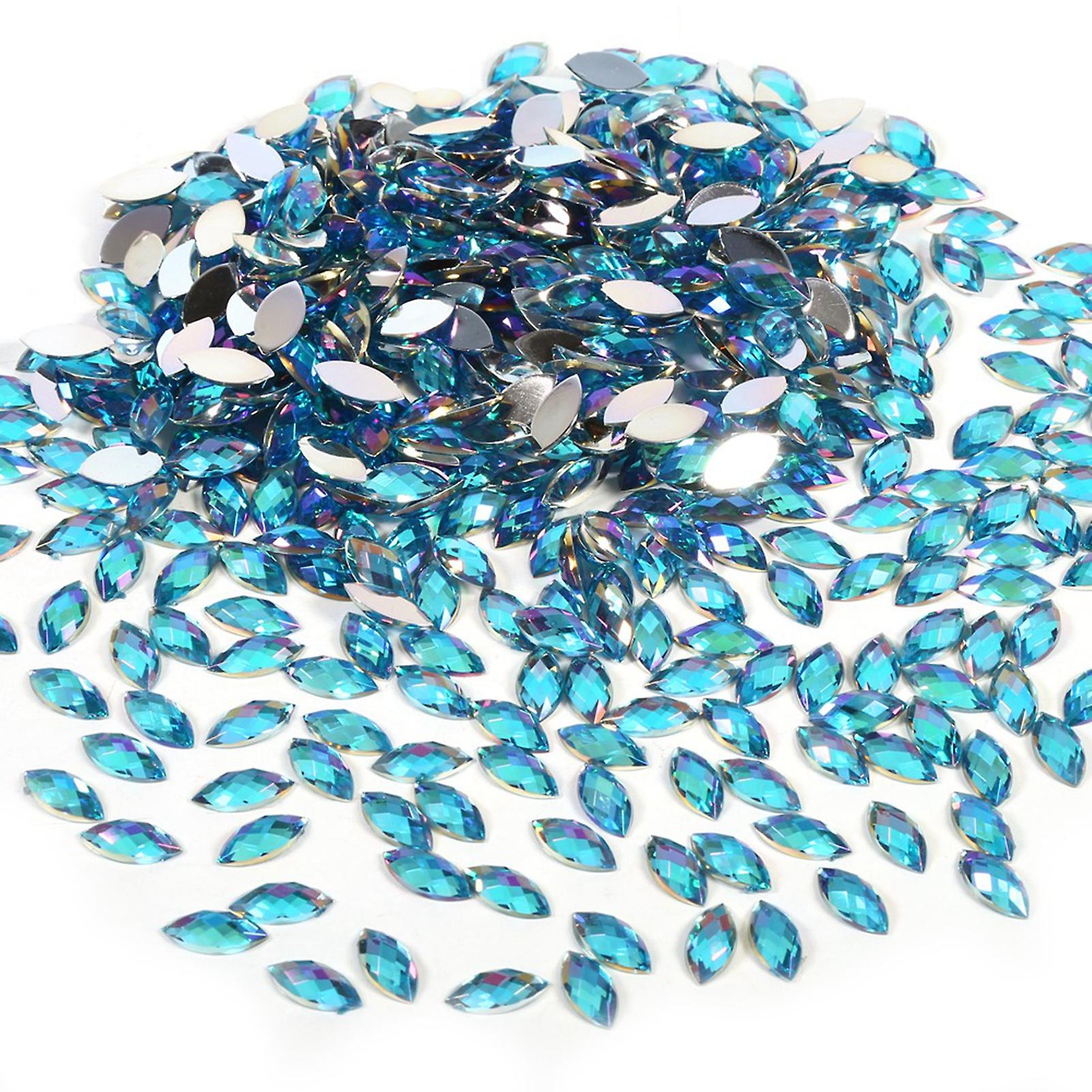 Colorful Horse Eye Shape Acrylic Rhinestones Flat Back Art Accessories(Light Blue)