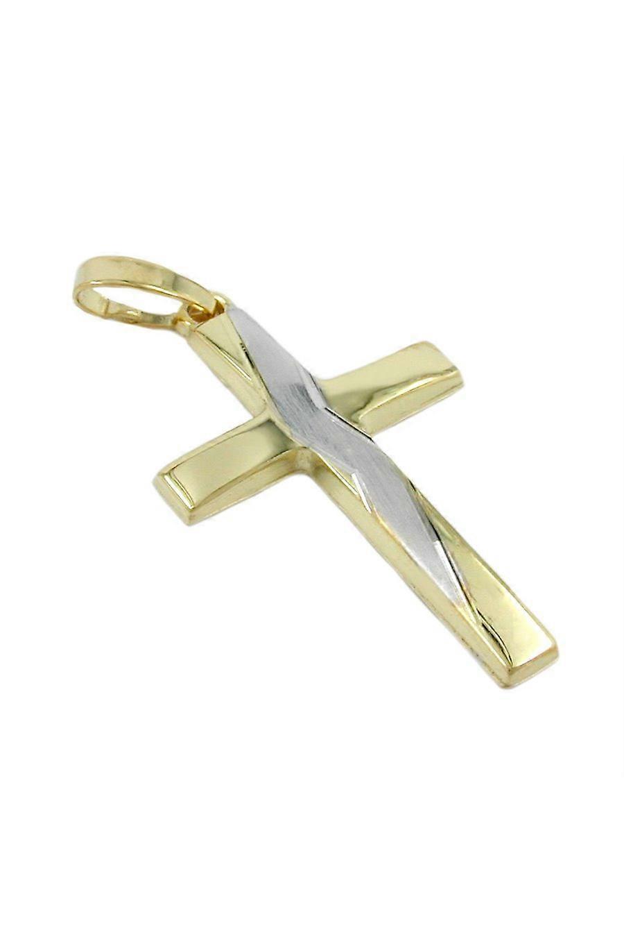 Pendant Cross Bicolor 23mm 9k Gold - Gl430743