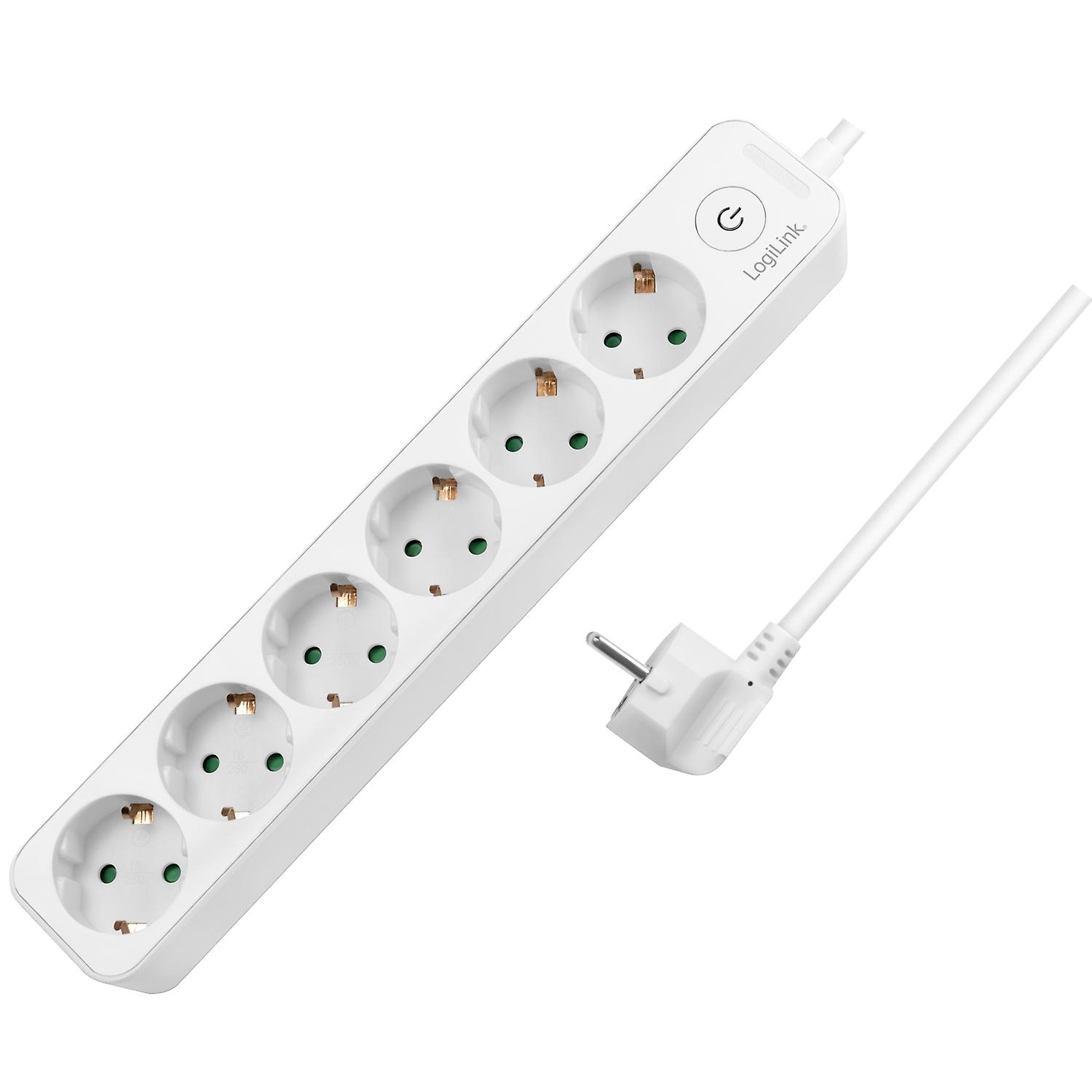 Branch socket 6-way with switch 1.5m White