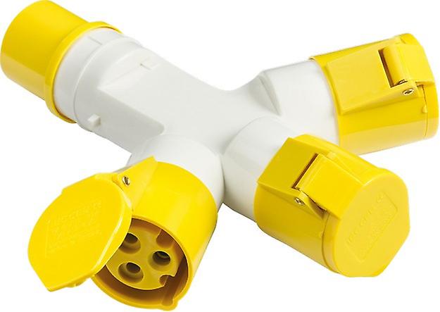Knightsbridge 110V IP44 16A 2P+E 3 Way Splitter - IN005
