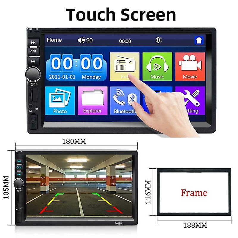 Hippcron Car Radio 7 Inch 12V 2 Din Audio Stereo Bluetooth Rear View ...