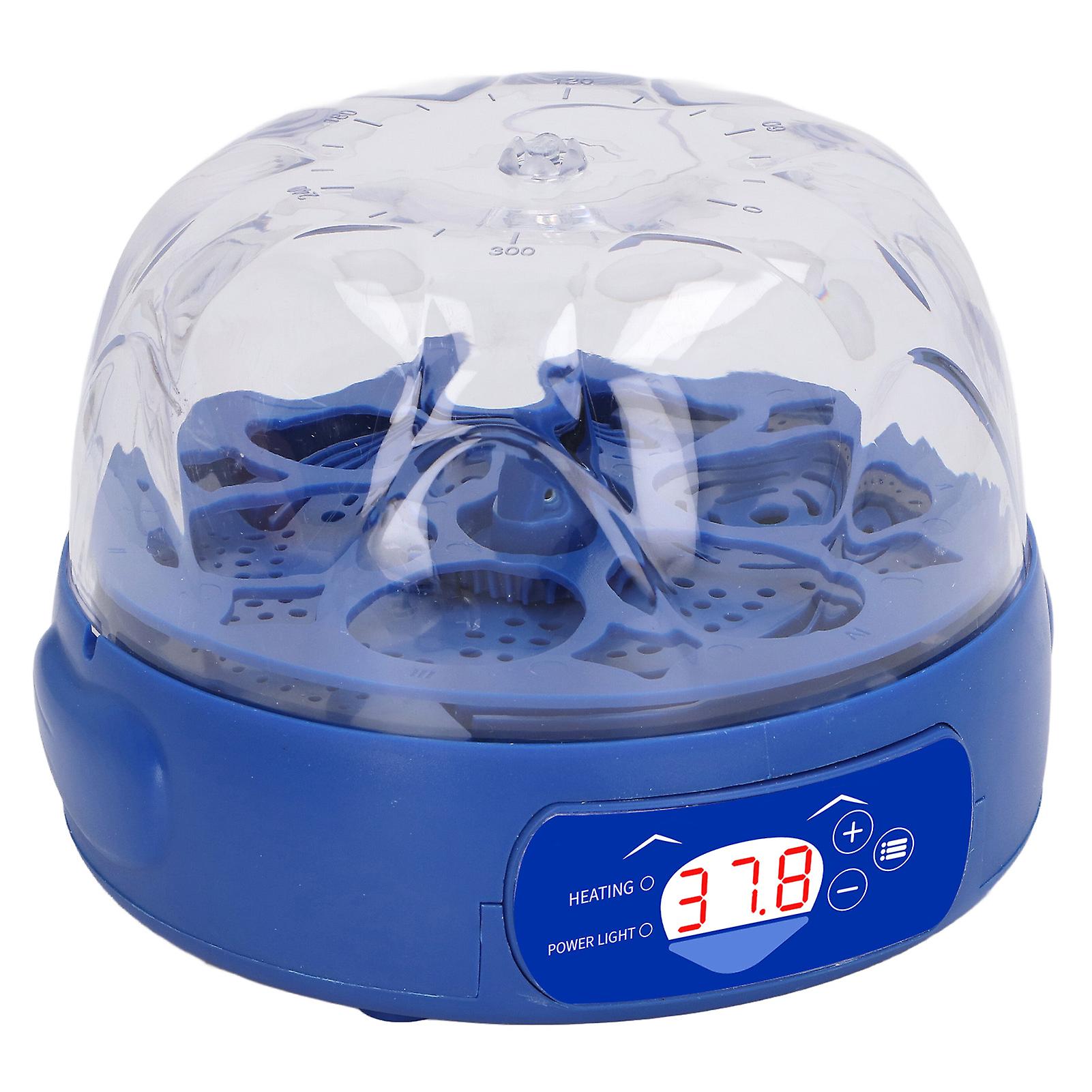 Egg Incubator 6 Eggs 15W Blue with Automatic Turner Egg Candler Display Temperature Control Poultry Hatching Machine 100‑240V EU Plug