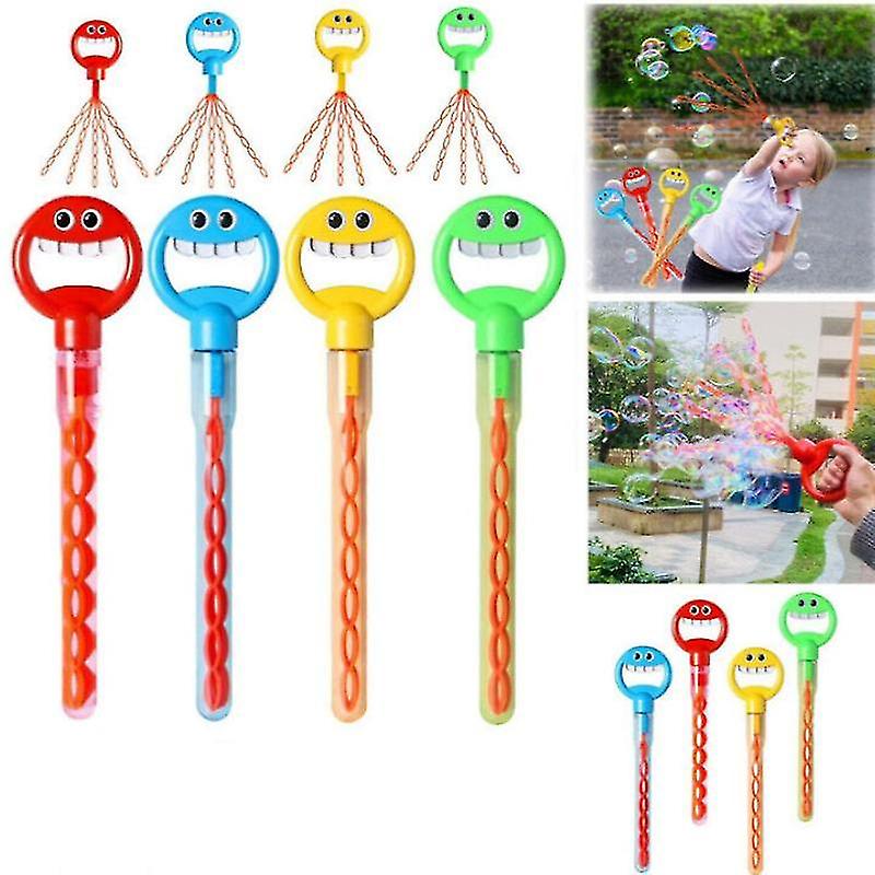 32 Loch Smiling Face Bubble Stick mit Seifenblasen Nachfüllung, Kinder Seifenblasenstab Spielzeug