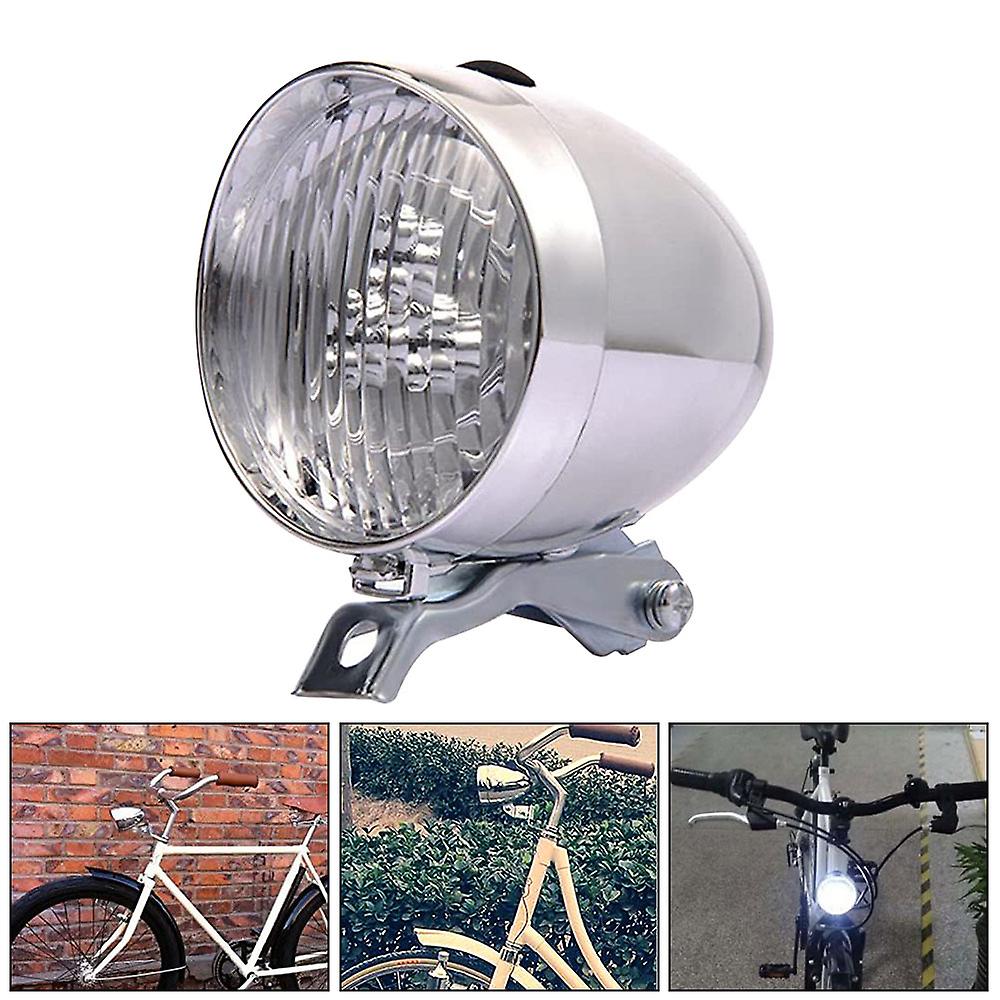 Black/silver Front Bike Lamp Retro Led Cycling Light 160 Degree Bicycle Headlight Mtb Night Safety Flashlight Powet By 3 Aaa