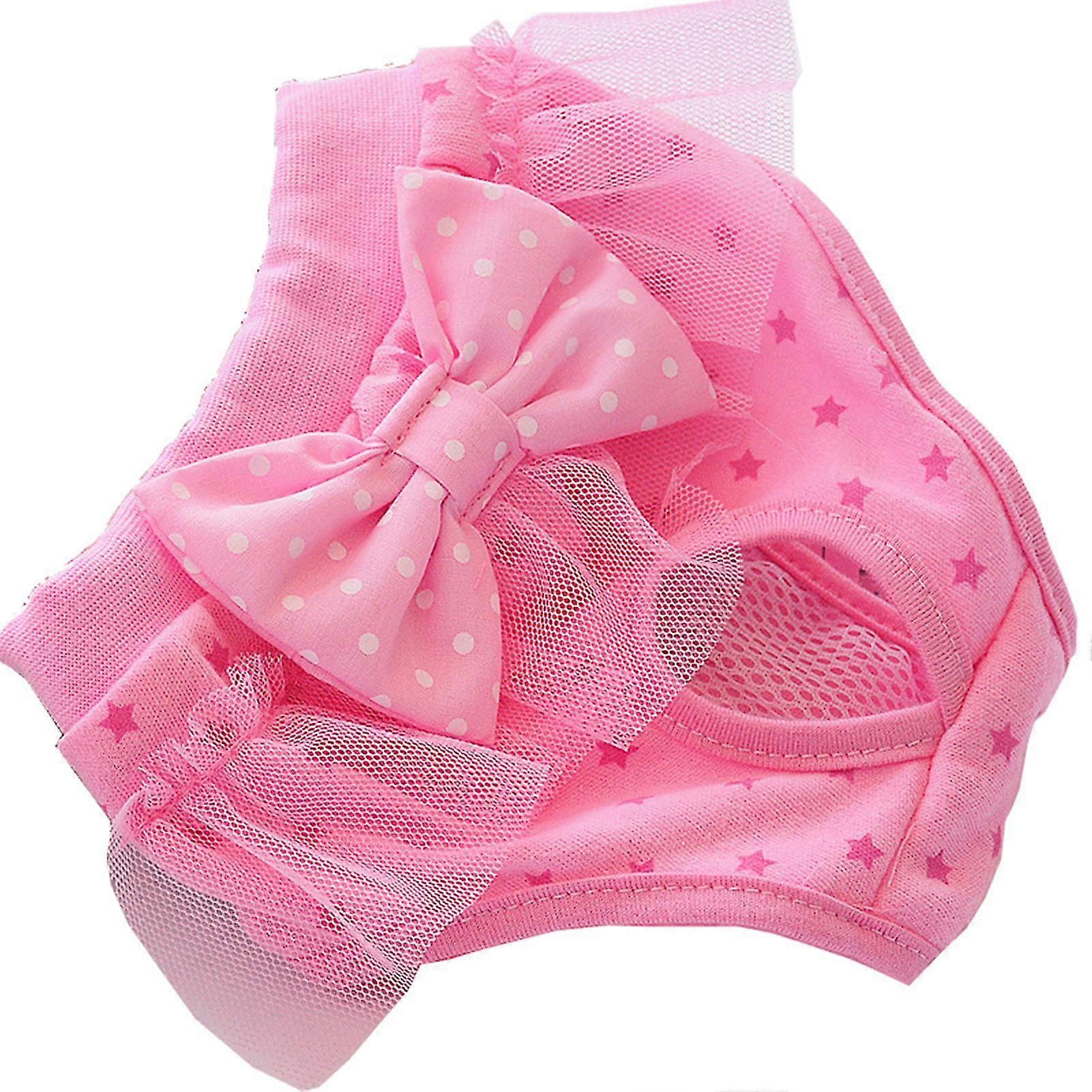 Dog Sanitary Pants Washable Reusable Elastic Physiological Shorts with Cute Bow for Pets