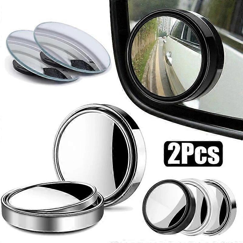 2 Pcs Car Suction Cup Mount Auxiliary Rearview Mirror 360 Degree Rotating Wide~angle Round Frame Blind Spot Mirror FN9U6640