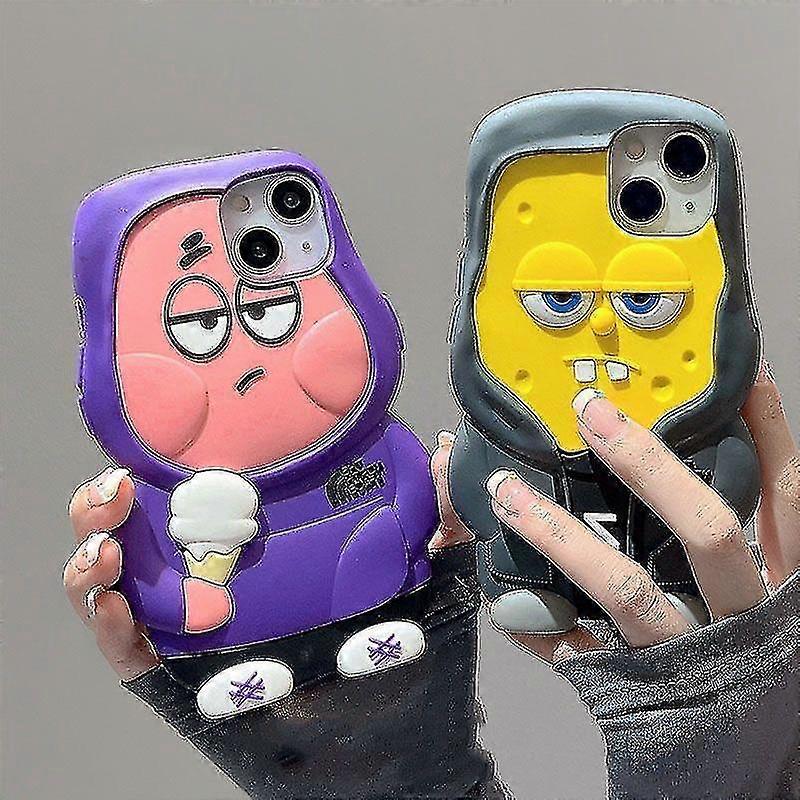 Funny Spongebobs Patricks Stars Cartoon 3d Phone Case For Iphone 11 12 13 14 Pro Max Xs Xr X Silicone Shockproof Cover