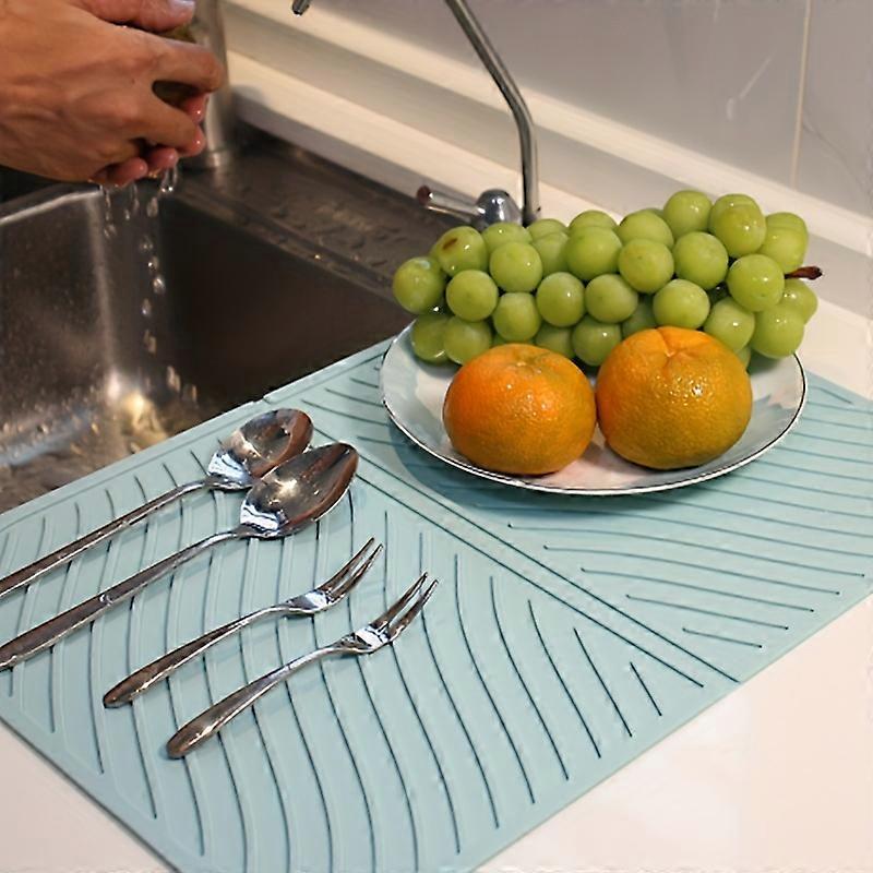 Silicone Dish Drying Mat, Extra Large Drainer Mat, Heat Resistant Trivet, Counter Top Mat, Sink Non Slip Dish Draining Mat, BPA Free, Dish Washer Safe
