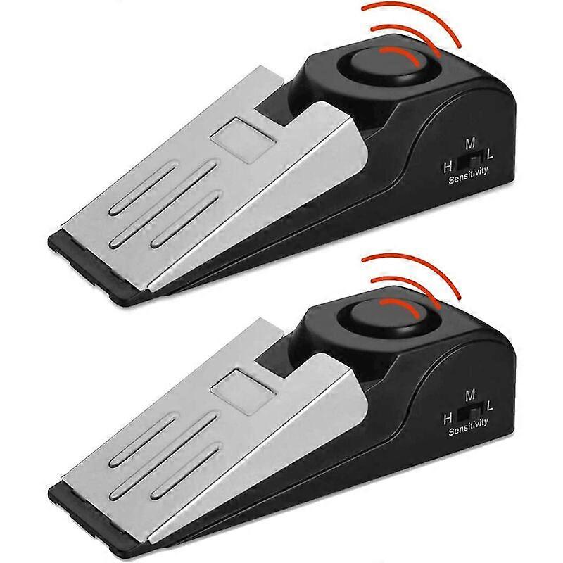 Mini Wireless Door Stop Alarm, 2 Pack Wedge Door Stop Blocking Security System with 120dB Siren
