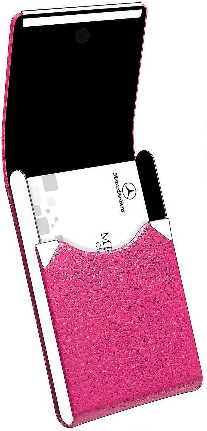 Pu Leather Business Card Holder For Women Professional Business Name Card Holder Stainless Steel Business Card Case With Magnetic Shut (rose Red)