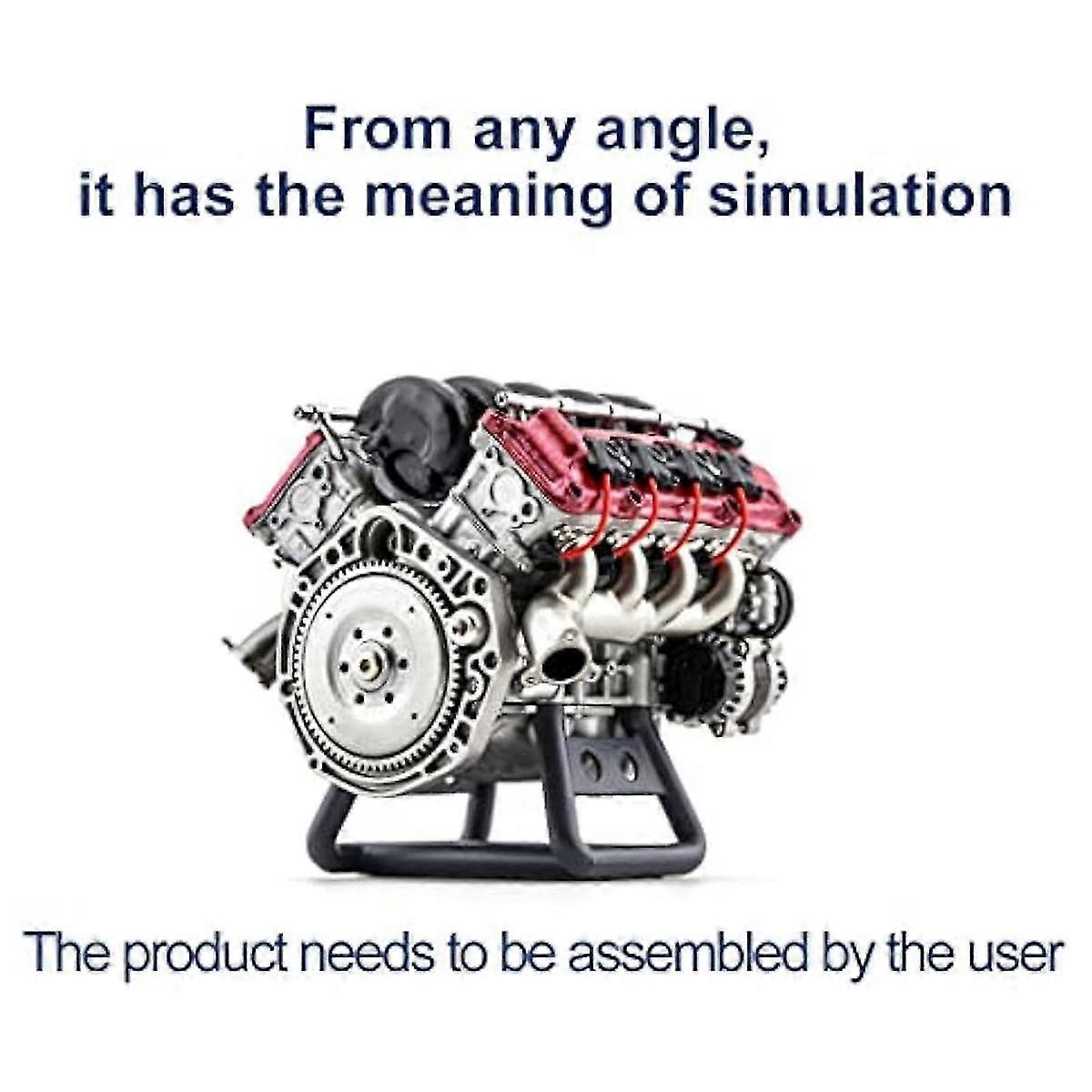HXA Maquette Moteur Avec 8 Cylindres V8 Moteur à Combustion Dynamique Pour AX90104 SCX10II Capra VS4 10 Pro/Ultra Modèle De Moteur 15.49 X 15.49 X 7.49 CM