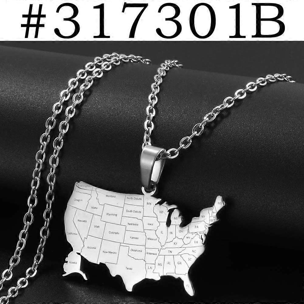 מפה אמריקאית עם שם מדינה תליון ושרשראות לנשים בנות מפת ארצות הברית תכשיטים ארה"ב 317301
