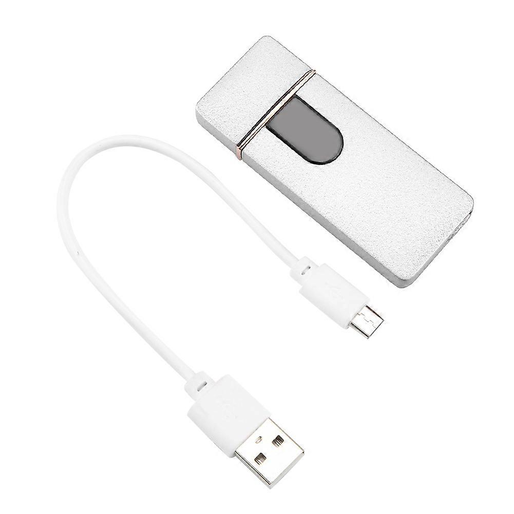 Touch Sensor USB Rechargeable Electric Windproof Cigarette Lighter Electricity Display (Silver)
