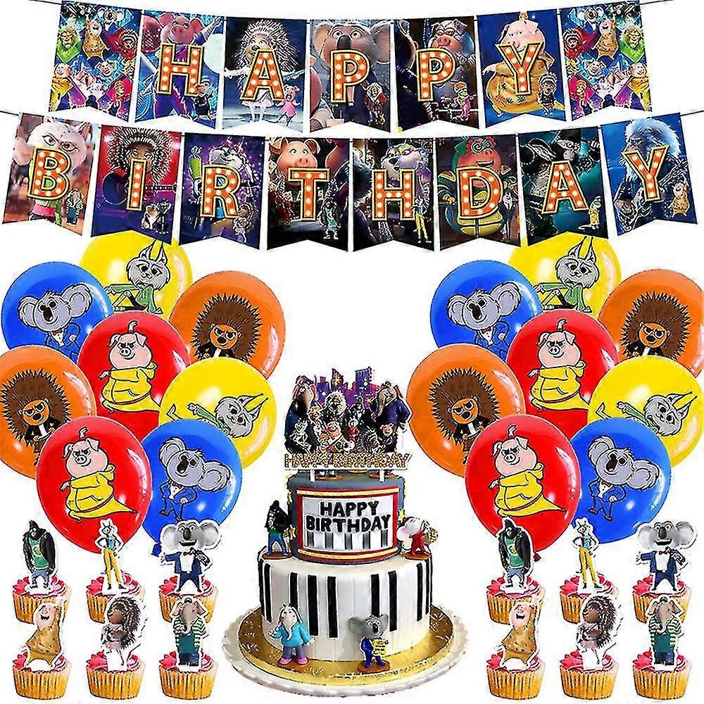 Sing 2 Theme Decorations Balloons Cake Topper Sets