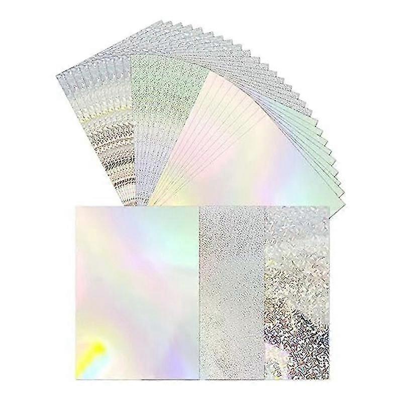 30-Pack Metallic Holographic Cardstock Shiny Fluorescent A4 Thick Cardstock Mirror Paper for Card M