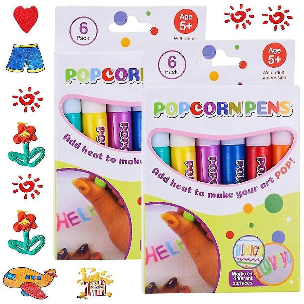 12 SZTUK Magiczne Puszyste długopisy dla dzieci, Magiczne długopisy do popcornu, DIY Bubble Popcorn Drawing Pisaki, Kolor Popcornu