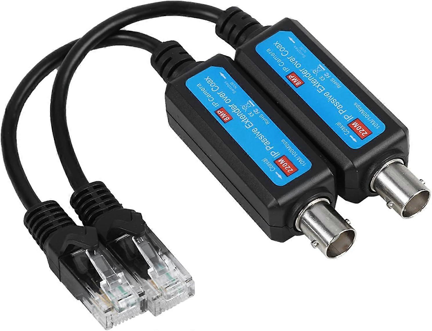 Network Extender, 10/100Mbps 1CH Passive IP Network Coaxial Transmitter Receiver for IP NVR Camera (1Pair)