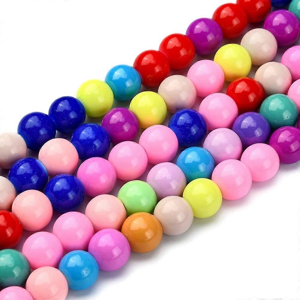 1Strand Baking Paint Glass Beads Strands Round Mixed Color 8mm Hole: 1mm about 55pcs/strand 16 inch