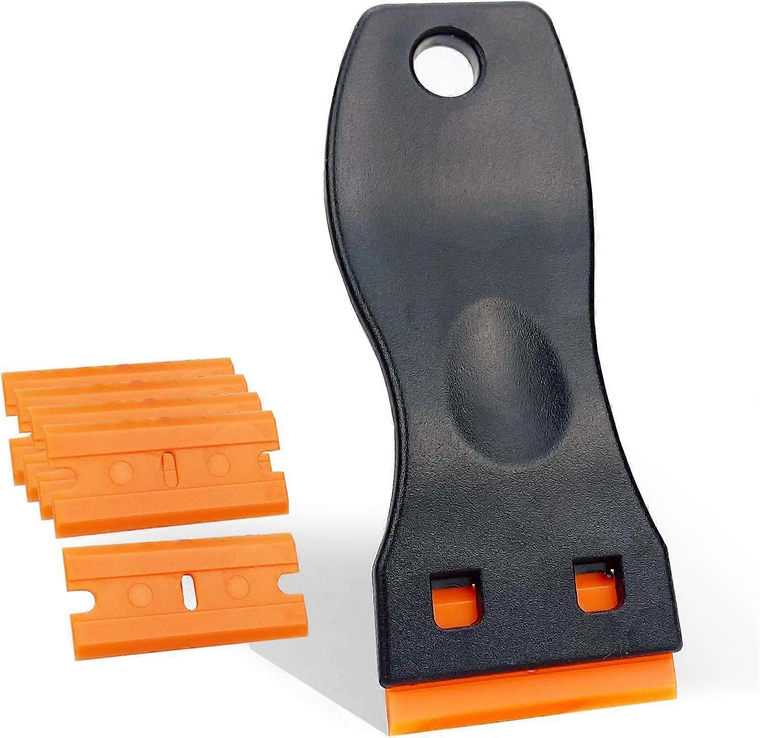 ss Scraper, Window Scraper, Ceramic Hob Scraper Includes 10 Piece Plastic Scraper Replacement, for Remove Labels Stickers Decals, Safe to Glass