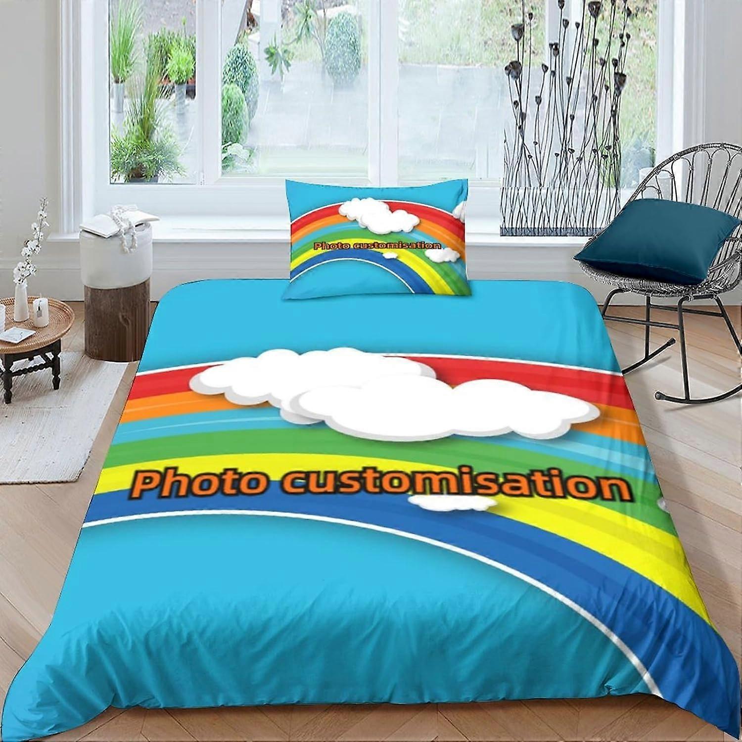 Photo Customization Printed Duvet Cover DIY Customization Microfiber Bedding Set with Zipper, Duvet Sets with Pillowcases for Boys