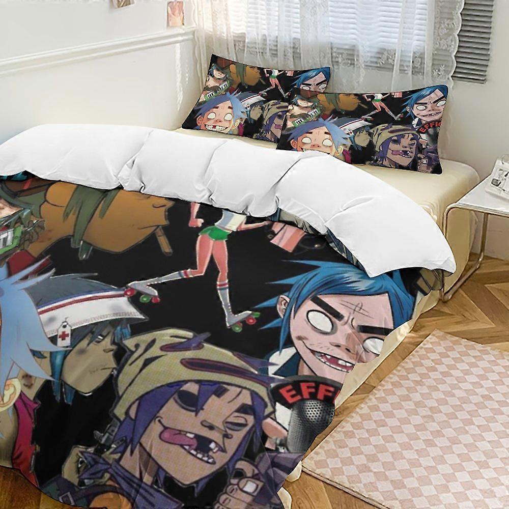 x203 Gorillaz Conjunto de Cama de 3 Peças Quente e Confortável Conjunto de Cama com 1 Capa de Edredom e 2 Fronhas para Quarto b203