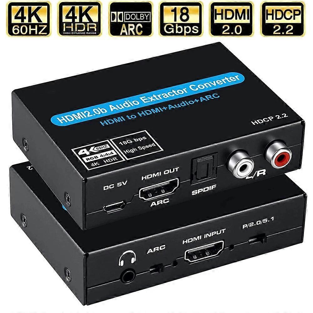 4K 60Hz HDMI 2.0 audio extractor Support 5.1Ch HDMI2.0b HDMI to HDMI Audio ARC Switch with audio toslink stereo For Apple TV PS4