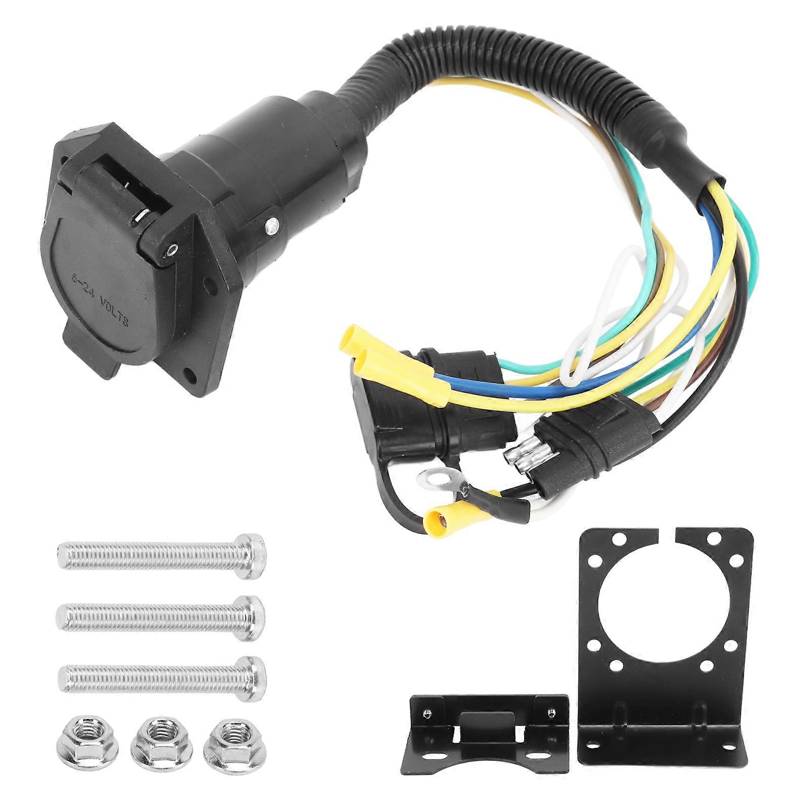 12V Trailer Wiring Adapter 4 Way Flat to 7 Way RV Blade Stable Towing for Heavy Light Duty Trailers