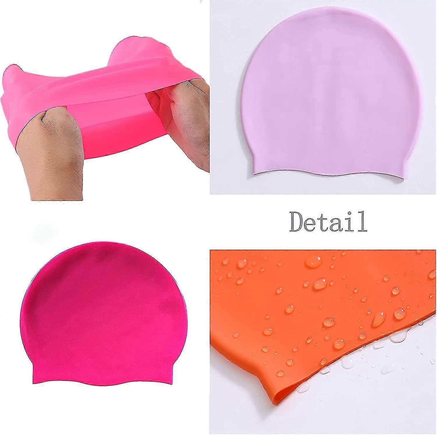 2 pièces élastique en silicone cheveux longs bonnets de bain tissu confortable unisexe chapeau de natation bonnets de bain