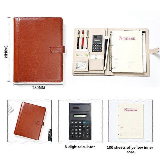 JWL-Multifunctional Folder Loose-Leaf Business Clip Insert Pen Calculator Card Package Office Supplies Notebook Stationery Accessory