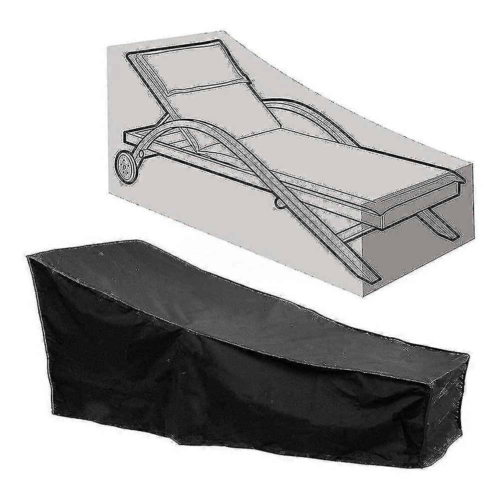 غطاء كراسي التشمس، غطاء رباط تضييق مقاوم للماء للكراسي الاستلقاء، كراسي التشمس، أثاث خارجي (أسود، 210d)