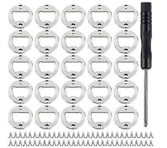 25 Pcs Diy Bottle Opener Insert Kits, Rustproof Inserts + 50 Screws Screwdriver Metal Beer Hardware Parts Accessories For Resin Mold