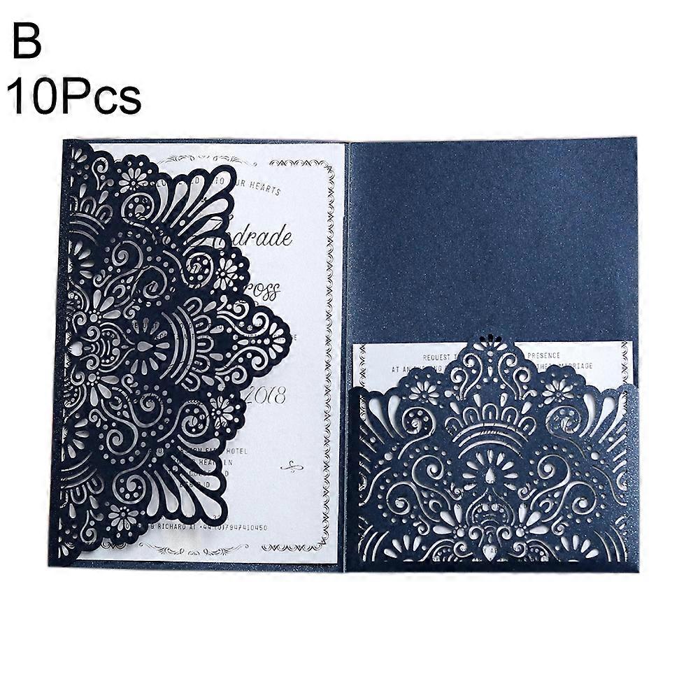 10Pcs Hollow Lace Floral Laser Cut Business Wedding Invitation Card Cover