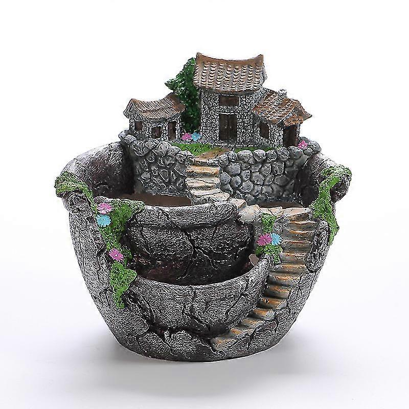 Succulent Plant Pot Sweet House Flower Planter Micro Landscape Decoration,succulent Plant Pot(1 Pcs, Gray)