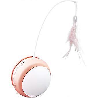Katzenbecher Spielzeug Elektrisches Katzenspielzeug Mit Led Feder Anti-Fall-Ball, Automatische Rollende Angelrute Katze Lustige Haustiervorräte Rosa
