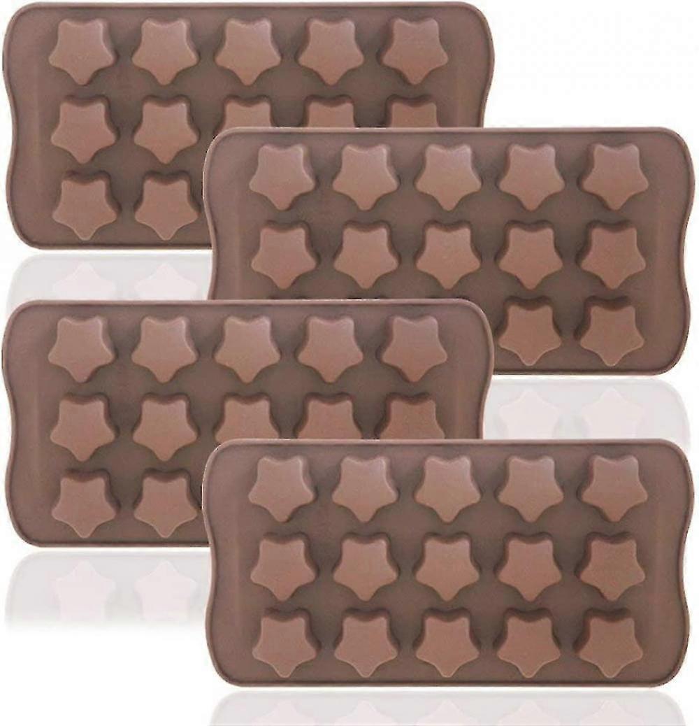 Stars Shaped Ice Tray, 4 Packs Flexible Chocolate Molds, Reusable Stars Shaped Candy Making Molds, Food Grade Molds For Chocolate Molds, Homemade Soa
