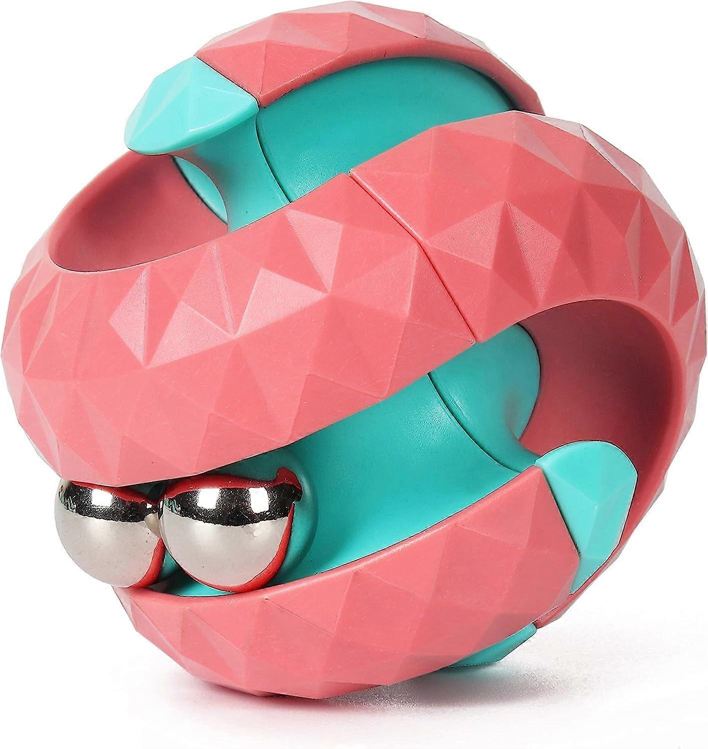 Rotating Cube Bead Orbit Ball Maze Ball Fidget Hand Spinner Sensory Toys - Pink