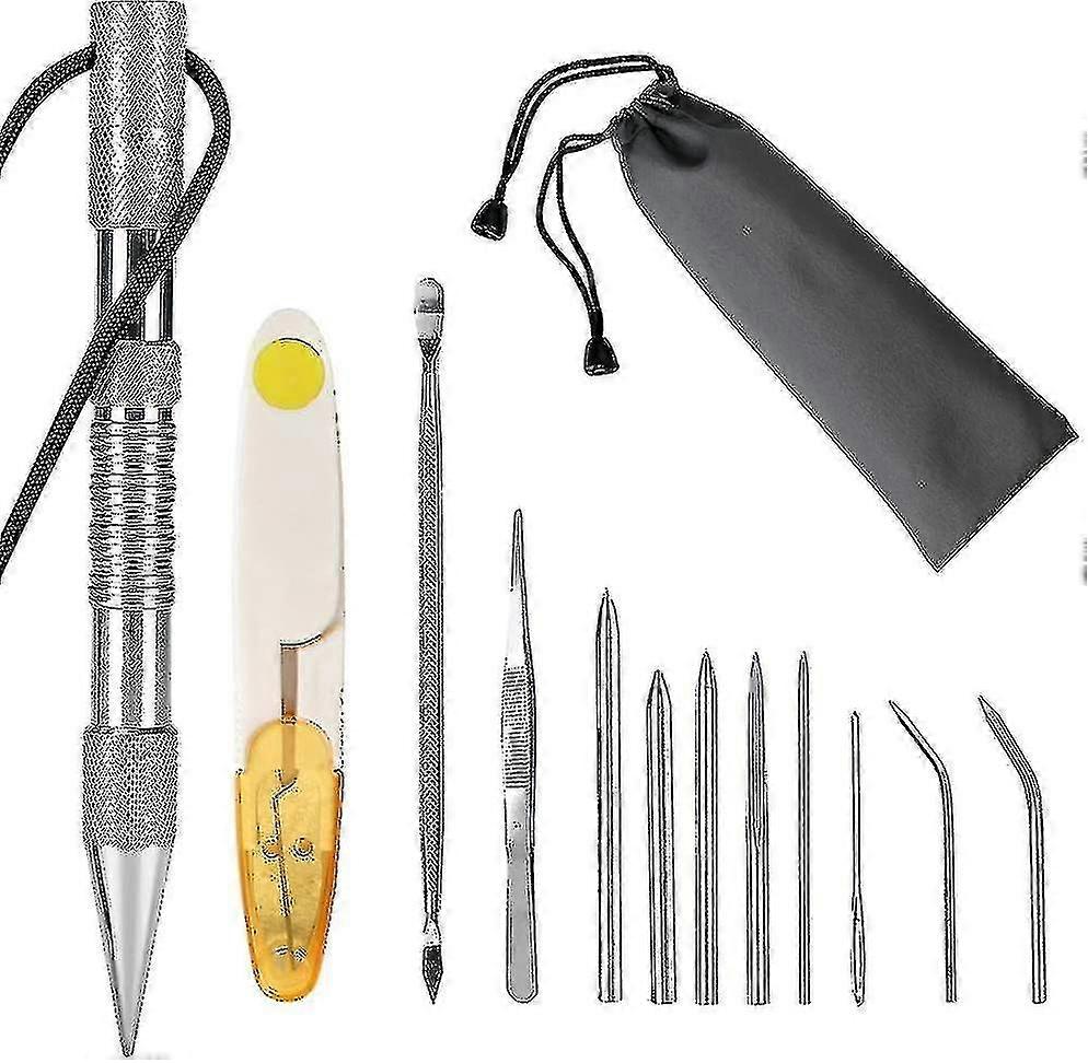 12 Pcs Paracord Needle Set, 9 Different Size Needles Tool (black)( Color : Silver )