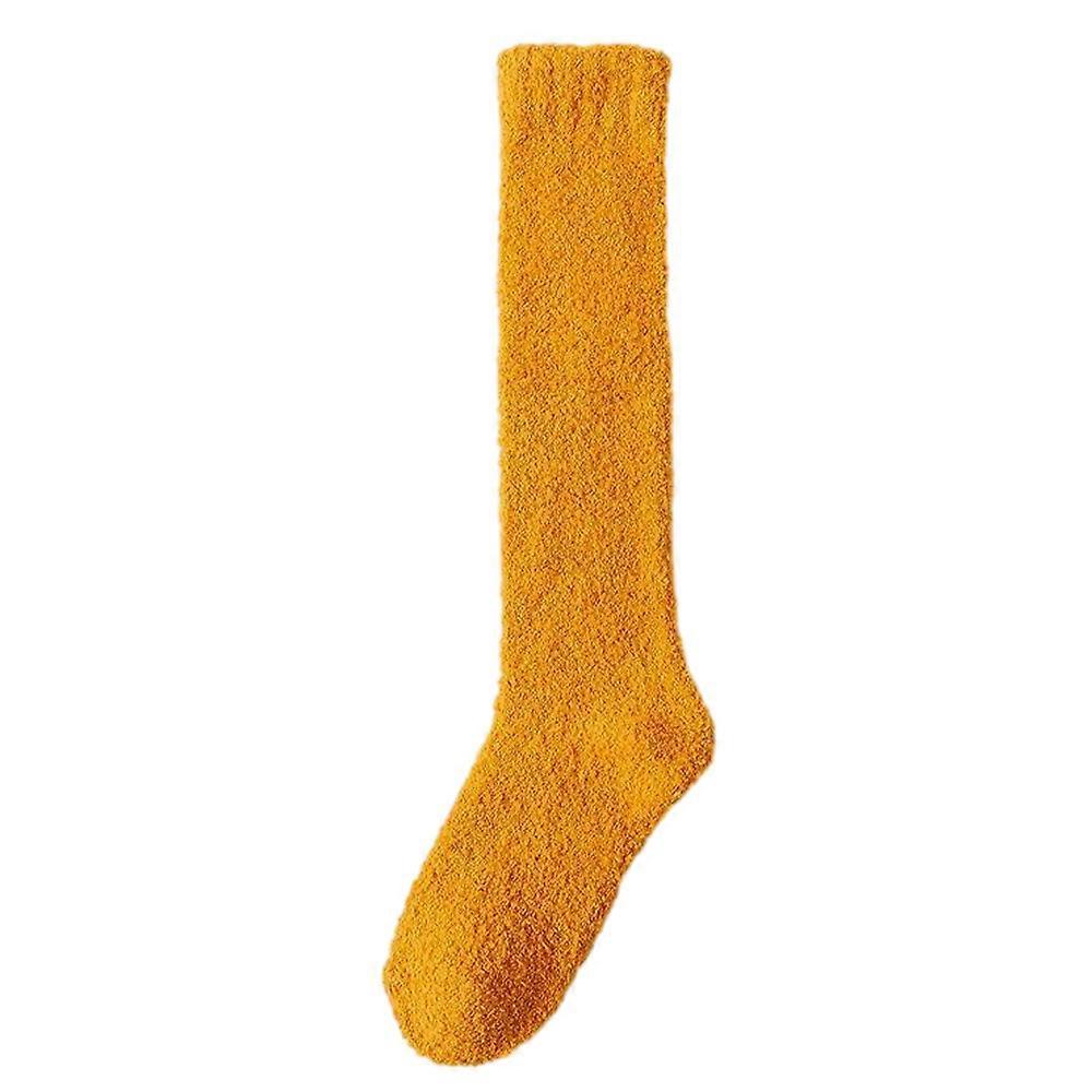 Women Soft Coral Fleece Socks Winter Warm Knee High Stretchy Bed Socks Lounge Slipper Sock