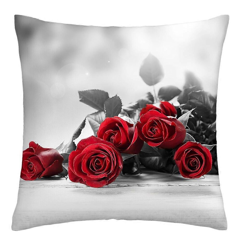 Rose Flower Print Polyester Pillowcase Design 638