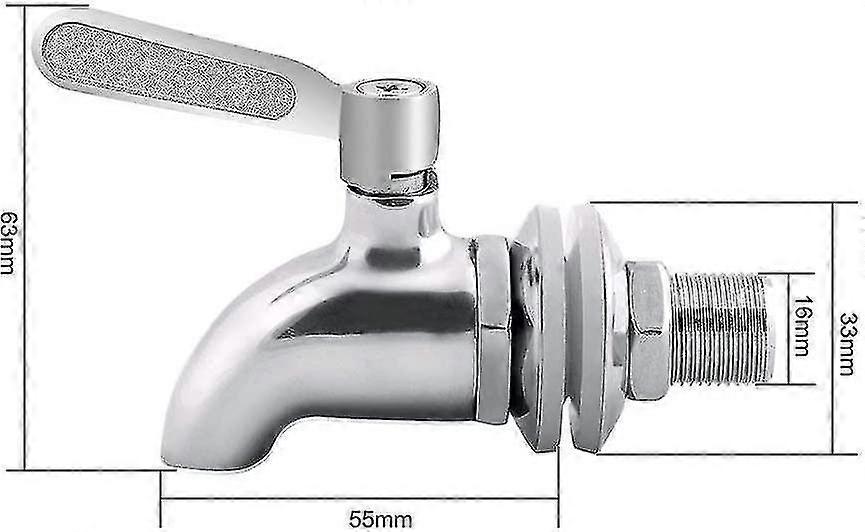 Ny drikkevaredispenserhane Udskiftning af vandhane i rustfrit stål Juice Roterende hane Ølhane Vanddispenser Vandhane Vintønde Vandhane 16 mm til glasbeholder