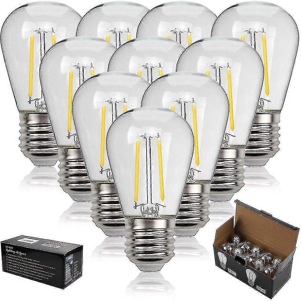 لمبة E27 S14 LED ، لمبة إديسون خمر 2 واط ، لمبات رجعية بيضاء دافئة ، لمبة سلاسل الإضاءة الخارجية S14 ، حزمة من 10