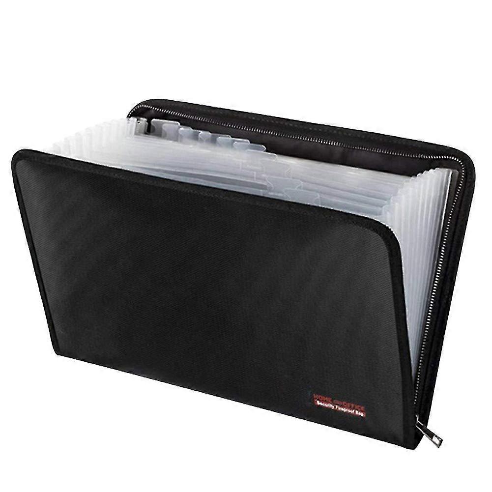 Fireproof Waterproof File Folder Money Document Bag with 12 Pockets Zipper Closure Pouch