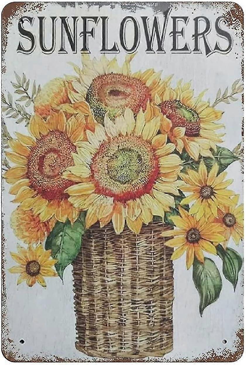 Placa de Metal Girassol & Abelha Vintage Lata Poster Placa de Metal 8x12 Polegadas OU 12x16 Polegadas Modo 1645