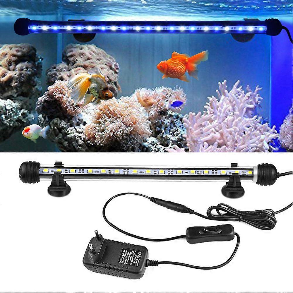 Aquarium Light Underwater, Submersible LED Bar Fish Lamp Blue White Color Waterproof with Control and Timer for Fish Tank, 19cm, 3.6W