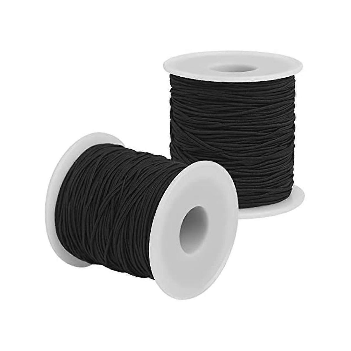 Elastic String For Bracelets Making - Black Elastic Cord 1.2mm Total 109 Yards, For Jewelry Making