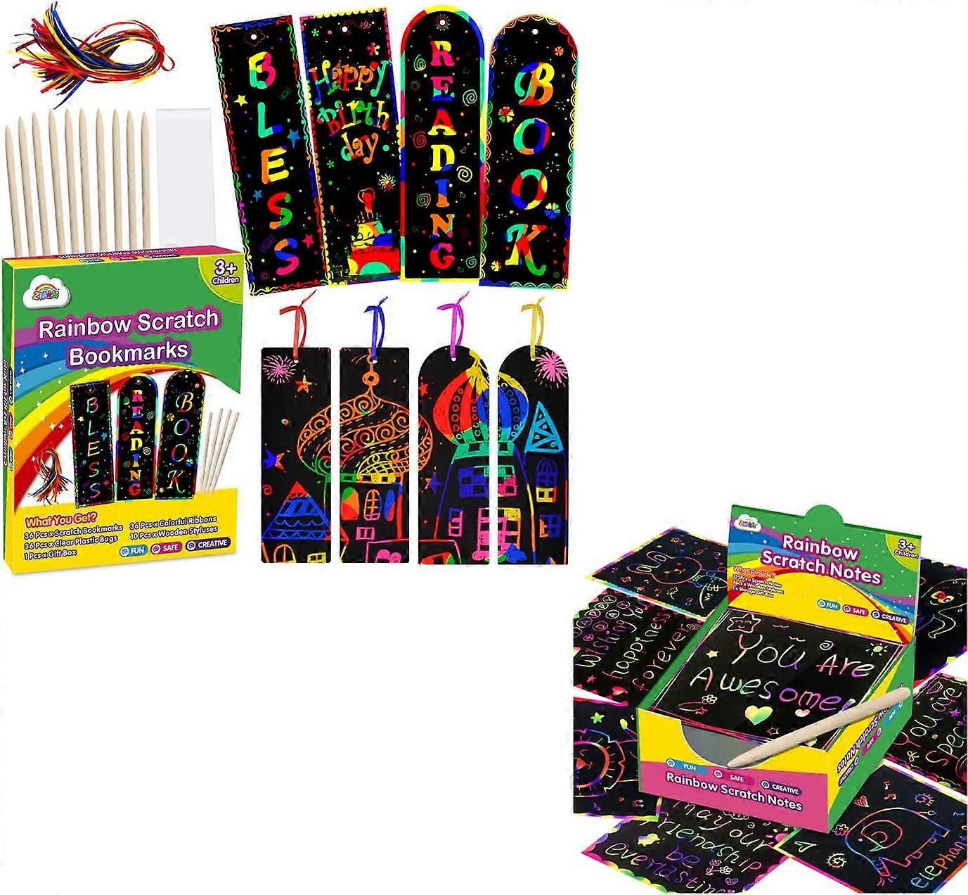 New Arrive Rainbow Scratch Mini Art Notes - 100 Magic Scratch Paper Note Cards för barn