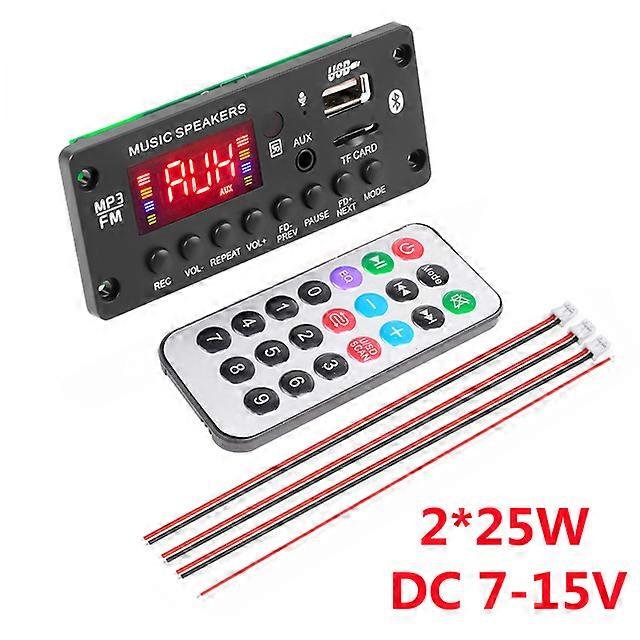 Car MP3 Decoder Board 2*25W 50W Bluetooth 5.0 Amplifier Music Audio Player FM Radio Module Support Folder Switching DC 7V-15V